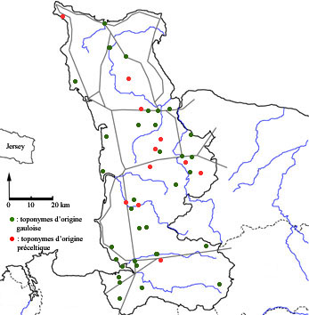 carte des toponymes gaulois